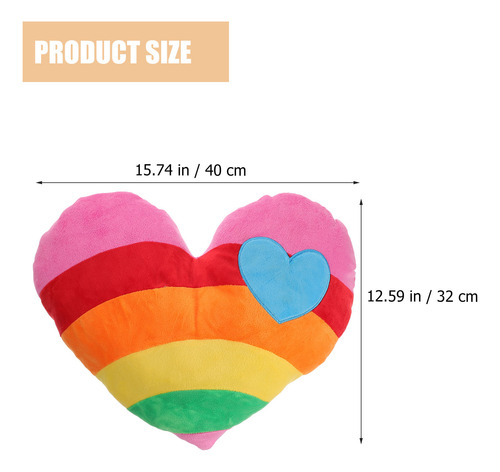 Cojín De Felpa Con Forma De Corazón Arcoíris En Forma De Cor