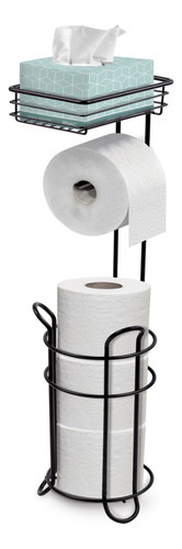 Magma Life Porta Rollos de Papel de Baño Metálico: Elegante Soporte para Papel Higiénico en Color Negro, con Espacio para el Teléfono Celular, ¡Utilidad y Comodidad para tu Baño!
