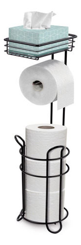 Porta Rollo Para Baño Soporte Papel Higienico Metálico Negro