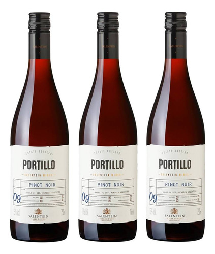 Kit 03 Unidades Vinho Salentein Portillo Pinot Noir 750ml