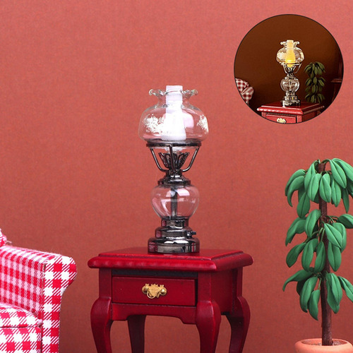 Lámpara De Mesa En Miniatura Para Casa De Muñecas Negro