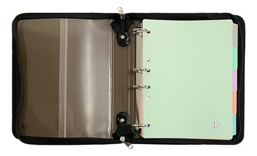 Fichário 4 Argolas B5 Colegial Com Zíper Cristal/fumê Yes Cor Fumé