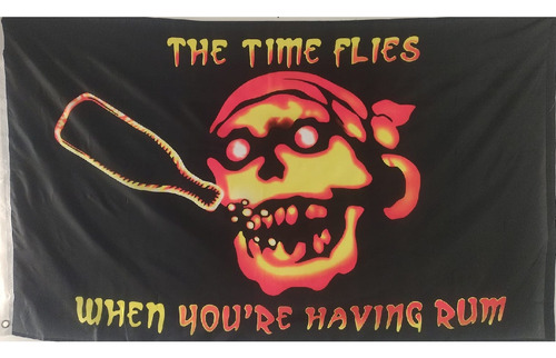 Bandera The Time Flies Pirata (tamaño 90x150cm) Doble Faz Po