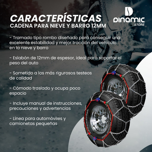 Imagen 4 de 9 de Cadenas Para Nieve Y Barro 12mm Rodado 13 14 15 16 17 Auto