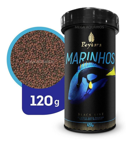 Ração Poytara Marinhos Black Line M 120g Peixes Aquário