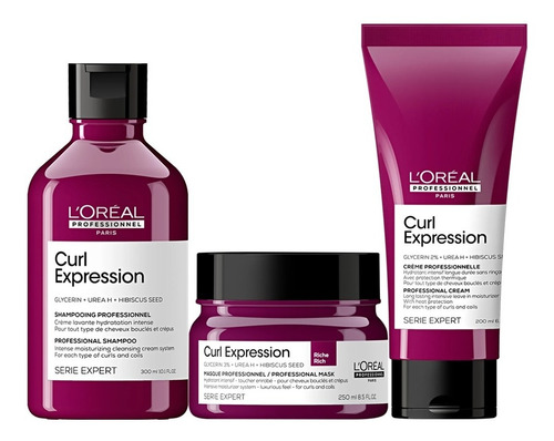 Loreal Kit Curl Exp Sh Hid+rich Másc+long Last Leave-in Trio