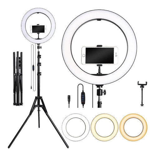 Aro De Luz Led 26cm + Soporte Para Celular + Trípode 2.10 M