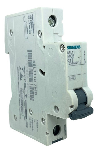 Disjuntor Unipolar 13a Curva C 5sl11137mb Siemens