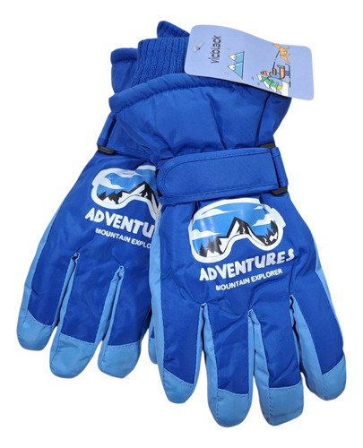 Guantes Termicos Para Nieve, Esqui, Niños De 10 A 16 Años Azul Francia Con Celeste Unico