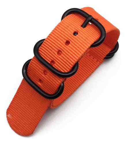 Pulseira 24mm Nylon Nato Zulu Compatível Com Ticwatch Pro 5 Cor Laranja