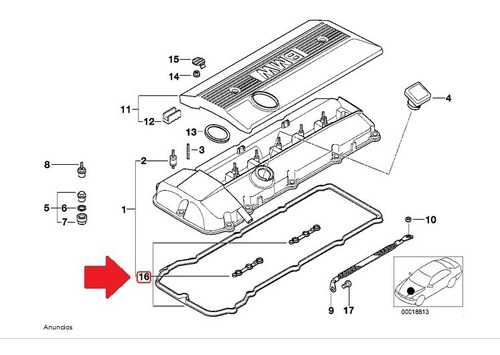 Junta Tapa Punterias Bmw 728i X5 Z3 De 1995-2006 E38 E53 E36