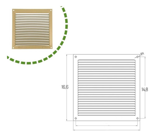Rejilla Plana De Ventilación Aluminio Anodizado Dorado (Usado)