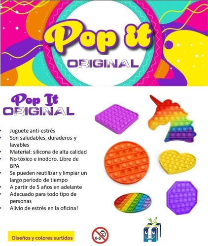Imagen 5 de 5 de Pop It Original Juguete Sensorial Antiestres Silicona