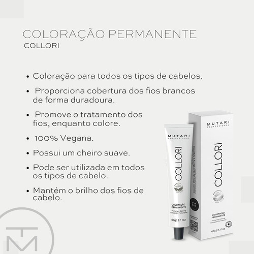 Coloração Tinta Para Cabelo Mutari Collori Permanente 60g Tom 1.11 - Preto Azulado Mutari