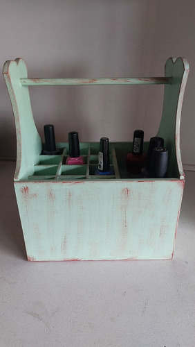 Porta Esmalte Uñas 22 Frascos Con Cajón Fibrofacil Verde Claro