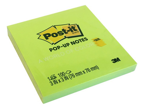 Notas adesivas pop-up Post-it de 3 m, cor de Jaipur, 1 bloco