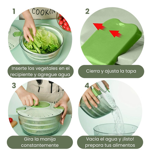 Escurridor Centrifugador Para Ensaladas Y Verduras Spinner Verde