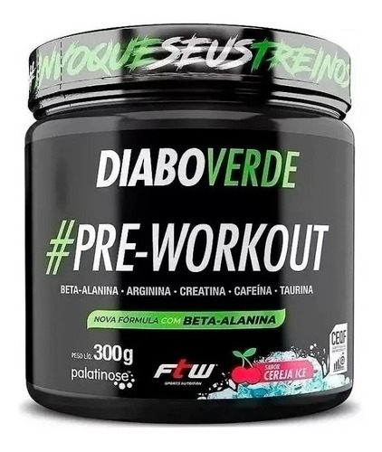 Pre Entreno Diabo Verde Ftw Beta Cafeina Taurina 300g 