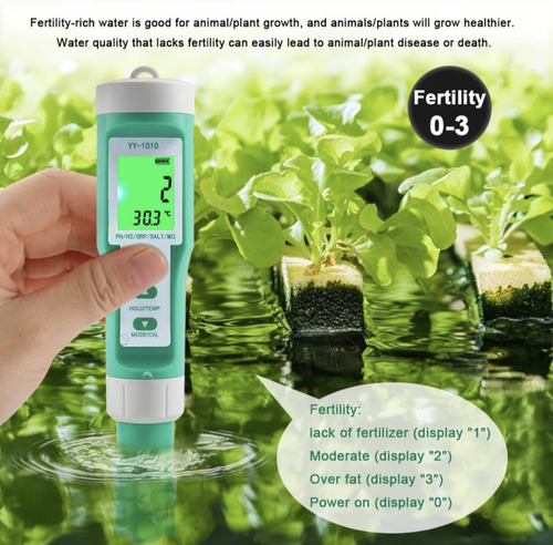 Medidor De Agua 10 En 1 Ph Ec Tds Orp Salt H2 S.g Mq F Temp
