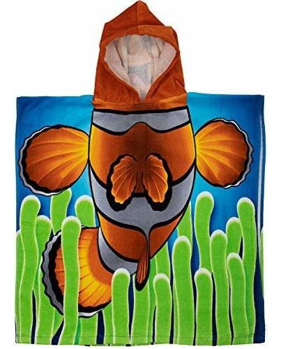 Poncho Capucha De Algodón De Pez Payaso Supersuave N