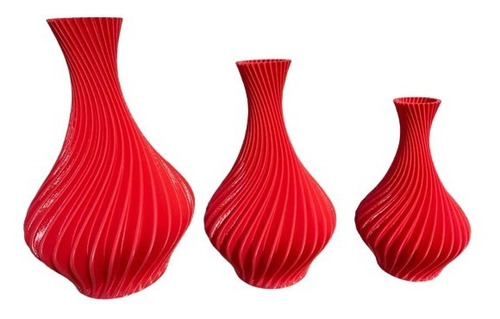 Trio De Vasos Jarro Decorativo Espiral Impressão 3d