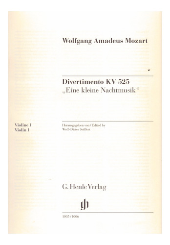 W.a. Mozart: Divertimento Kv 525 (eine Kleine Nachtmusik).