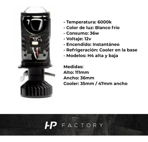 Kit Cree Led H4 Canbus Csp Con Lupa 40000 Lm