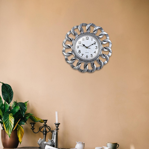 Reloj De Pared Retro Con Pilas Plástico Para Bar Plata