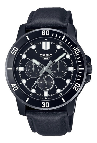 Reloj Casio Mtp-vd300bl-1e, Elegante, Negro Cuero