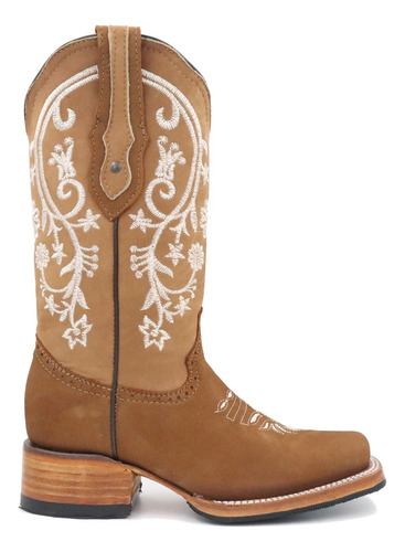 Botas Vaqueras Dama Girasol Blanco Horma Rodeo Tronco Viejo