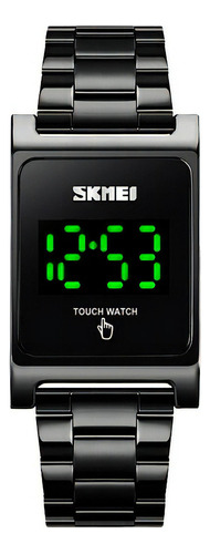 Reloj Hombre Skmei 1869 Touch Acero Minimalista Elegante Color de la malla Negro Color del fondo Negro