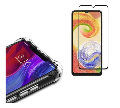 Funda Transparente Reforzada Para Samsung A04 + Vidrio 9d