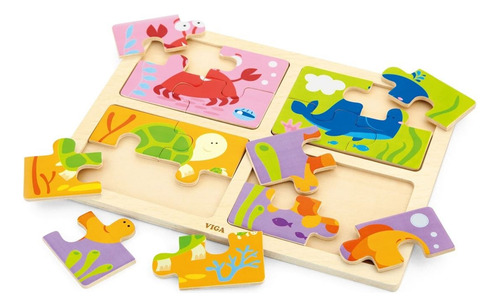 Puzzle De Mar 4 En 1 De Madera Para Niños Viga