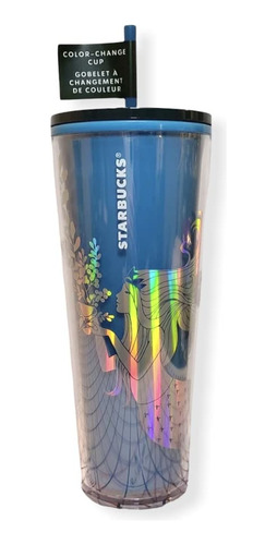 Starbucks Vaso Sirena Navidad 2021 Cambio Color Azul 24 Onza