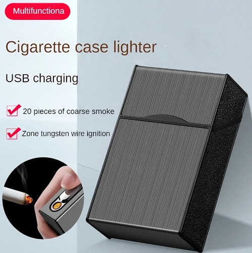 Caja Porta Cigarrillos Con Encendedor Recargable Usb