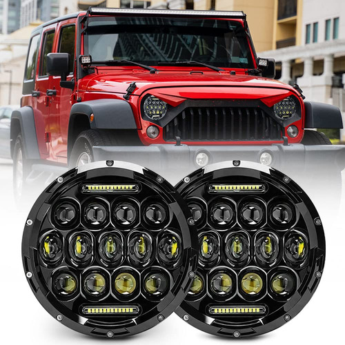 Faro Delantero Para Jeep Wrangler Led Jk Tj Lj Redondo Ma