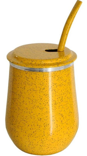 Imagem 1 de 1 de Kit Copo Tereré Vino + Bomba Metal Gastrobel- Amarelo