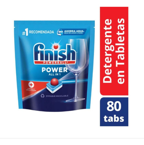 Detergente Tabletas Para Lavavajillas Powerball 80un. Finish