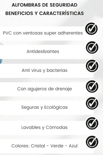 Imagen 6 de 10 de Alfombra De Baño Antideslizante Para Bañera 1 Mtr Medida Xxl