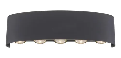 Apliqué De Pared Led 5 Luces 10w Cálido Negro