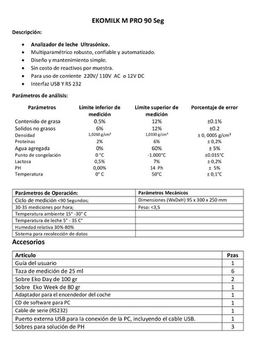 Imagen 5 de 5 de Analizador De Leche Ekomilk M 90s Pro