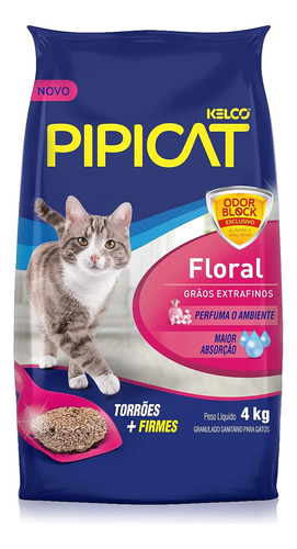 Areia Higiênica Pipicat Floral Para Gatos 4kg Promoção!