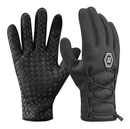 Guantes De Ciclismo Para Invierno  Rockbros Color Negro