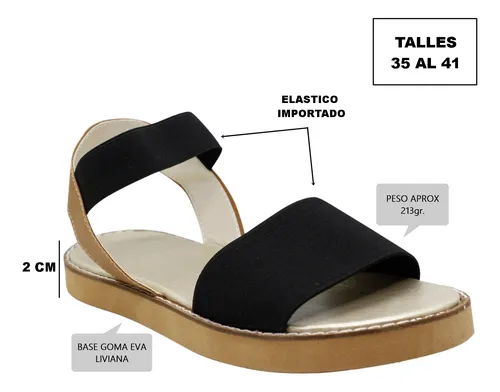 Sandalias Mujer Bajas Elastizadas Livianas Comodas Maca