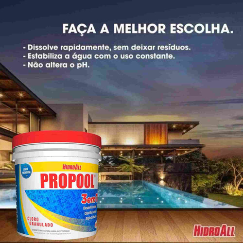 Cloro Granulado Multi Ação 10kg Propoll 3x1 - Hidroall