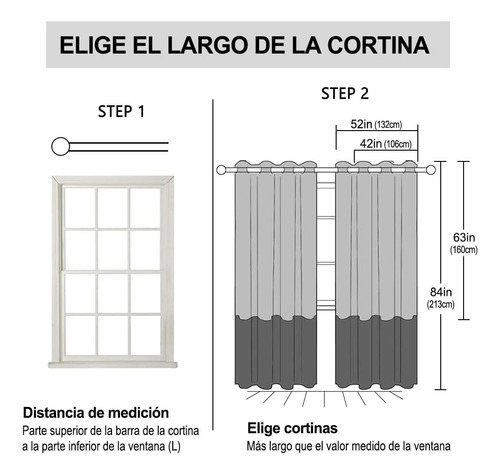 2 Cortinas Blackout Con Aislamiento Térmico Impermeable Gris