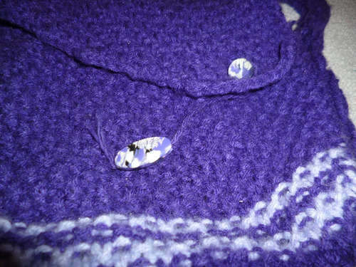 Cartera De Lana Tejida Violeta Usada En Buen Estado