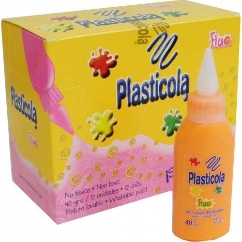 Plasticola Adhesivo Vinilico Color Flúo 40 Grs X 12 Unidades