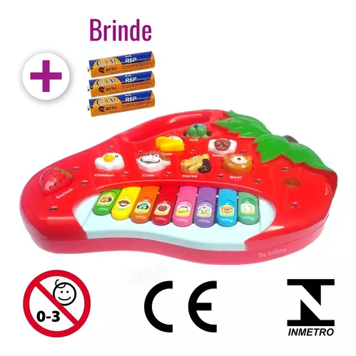 Teclado Musical Infantil Pianinho Musicas Bichos Moranguinho