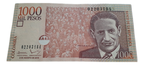 Colombia 1000 Pesos  2 De Agosto 2016 Excelente Estado 